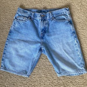 DENIM KNEE-LENGTH SHORTS